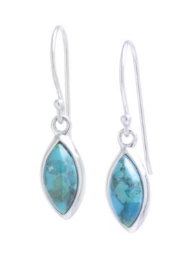 Infinity Silver Sterling Silver Genuine Turquoise Marquise Drop Earrings