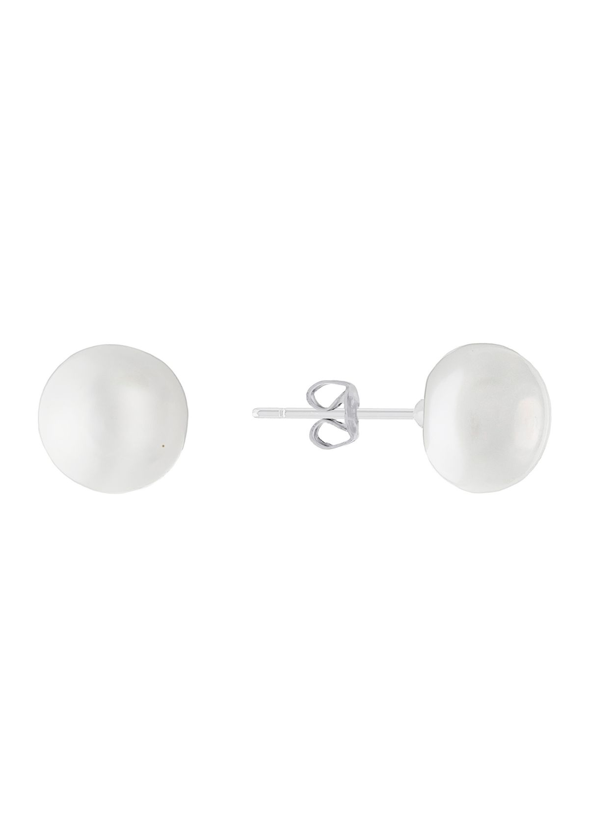 Sterling Silver 10 Millimeter Freshwater Pearl Stud Earrings