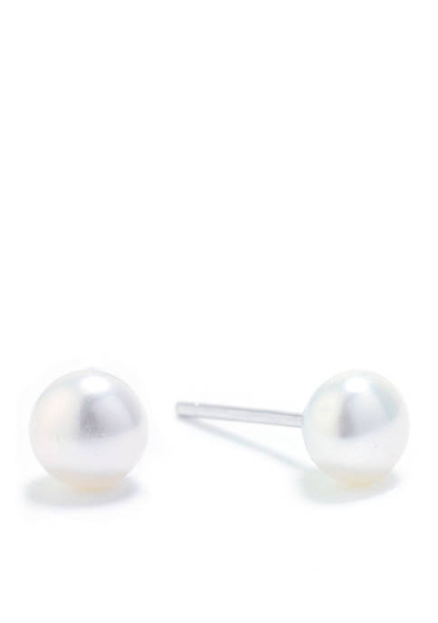 Belk Silverworks Silver-Plated Fresh Water Pearl Stud Earrings