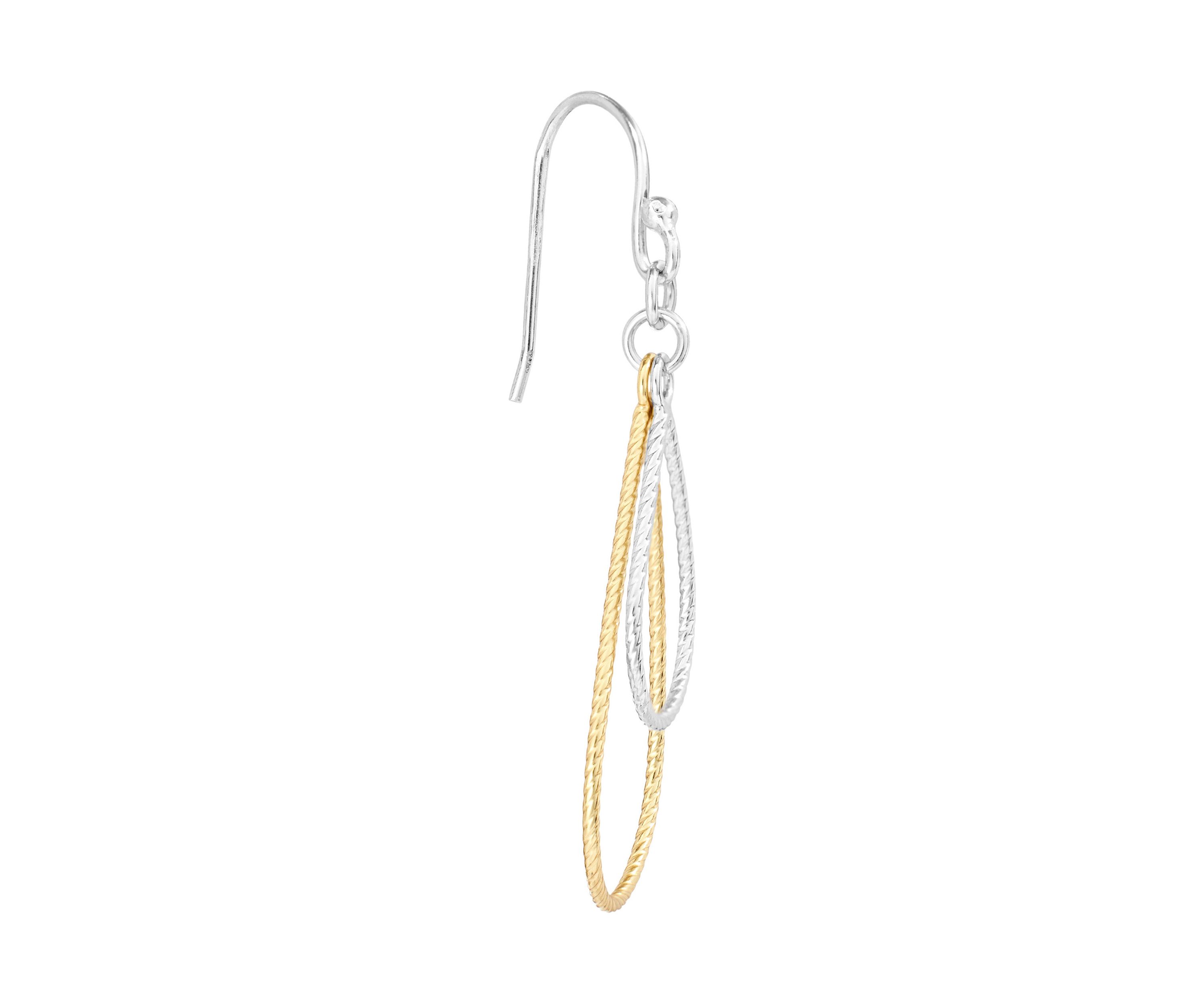 Two Tone Gold Over Sterling Silver Gradient Double Textured Teardrop Earrings