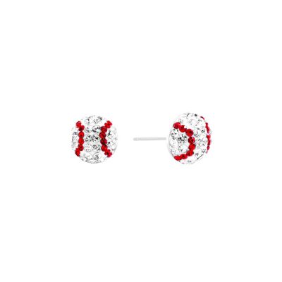 Belk Silverworks Sterling Silver Crystal Pave Baseball Stud Earrings