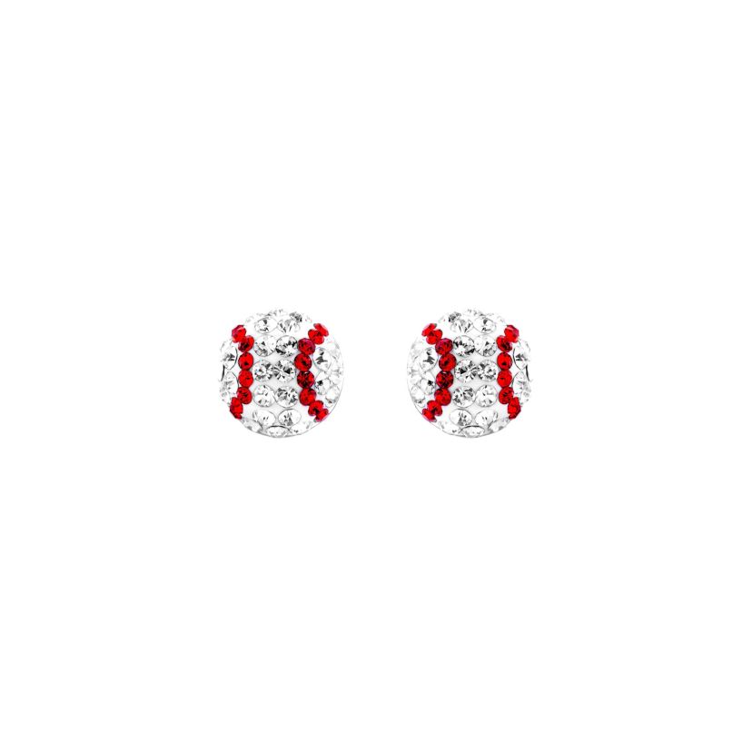 Sterling Silver Crystal Pave Baseball Stud Earrings