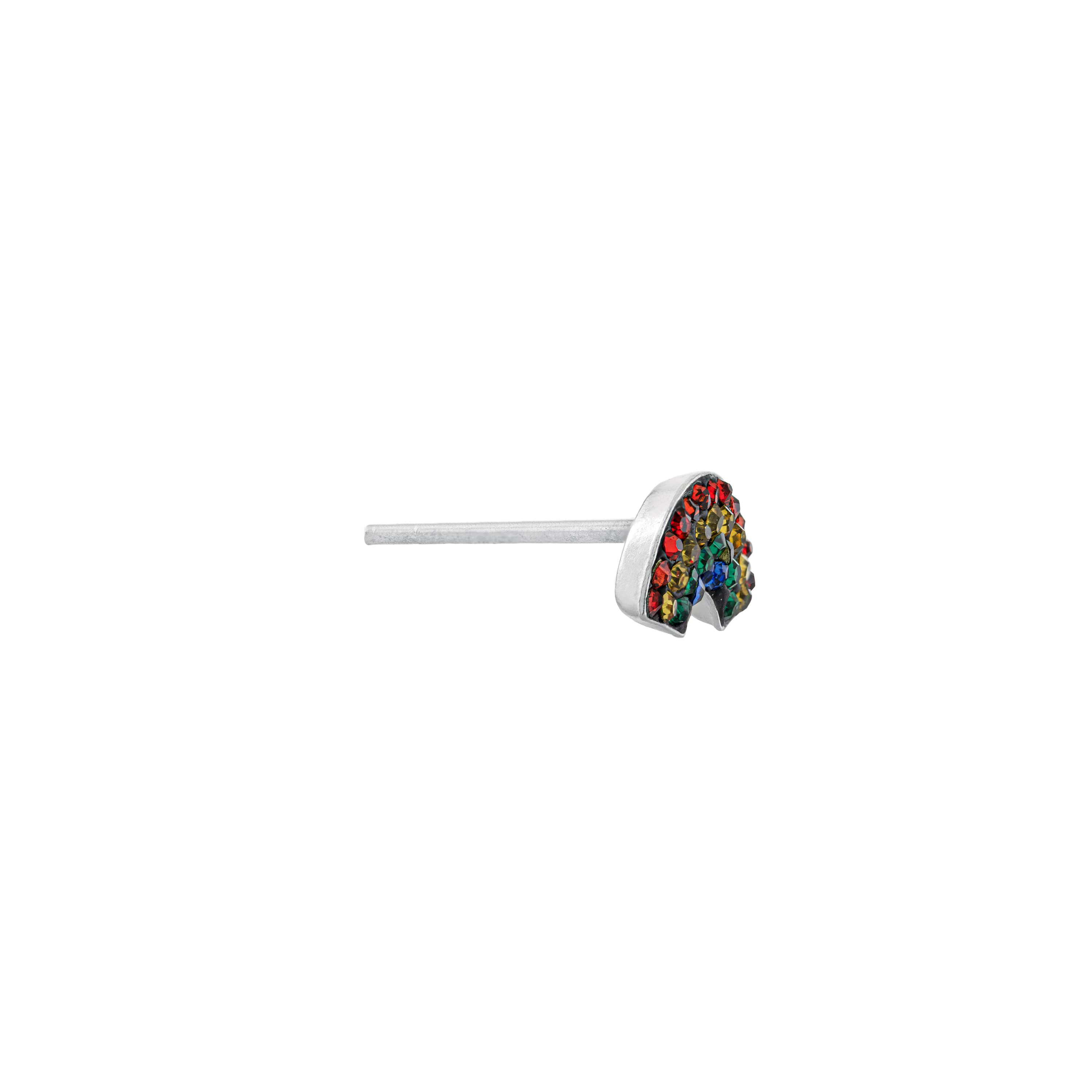 Sterling Silver Crytal Pave Rainbow Stud Earrings
