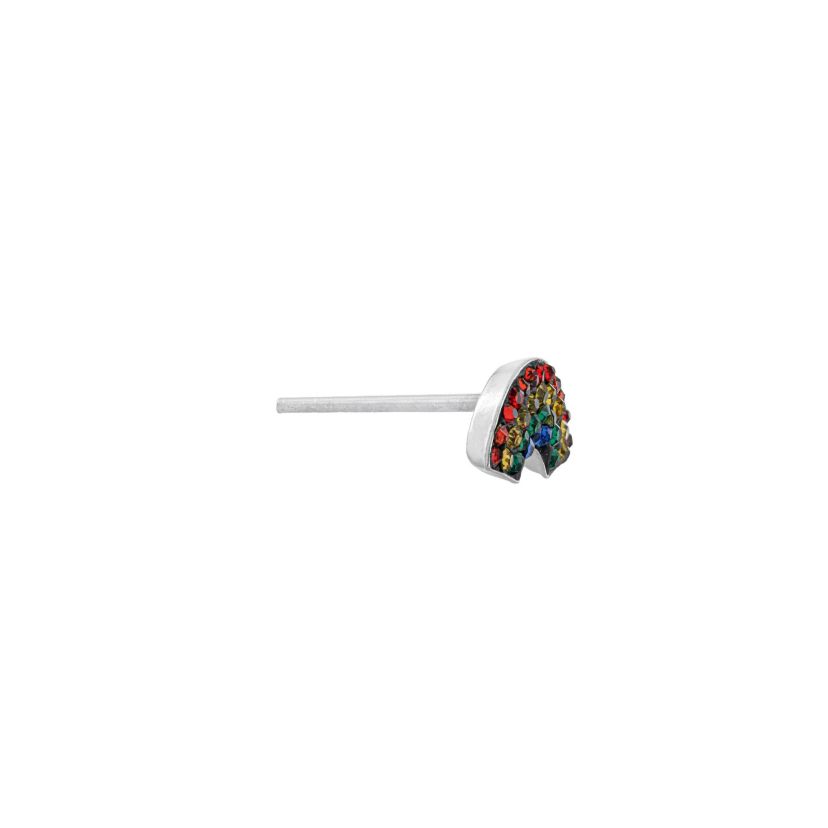 Sterling Silver Crytal Pave Rainbow Stud Earrings