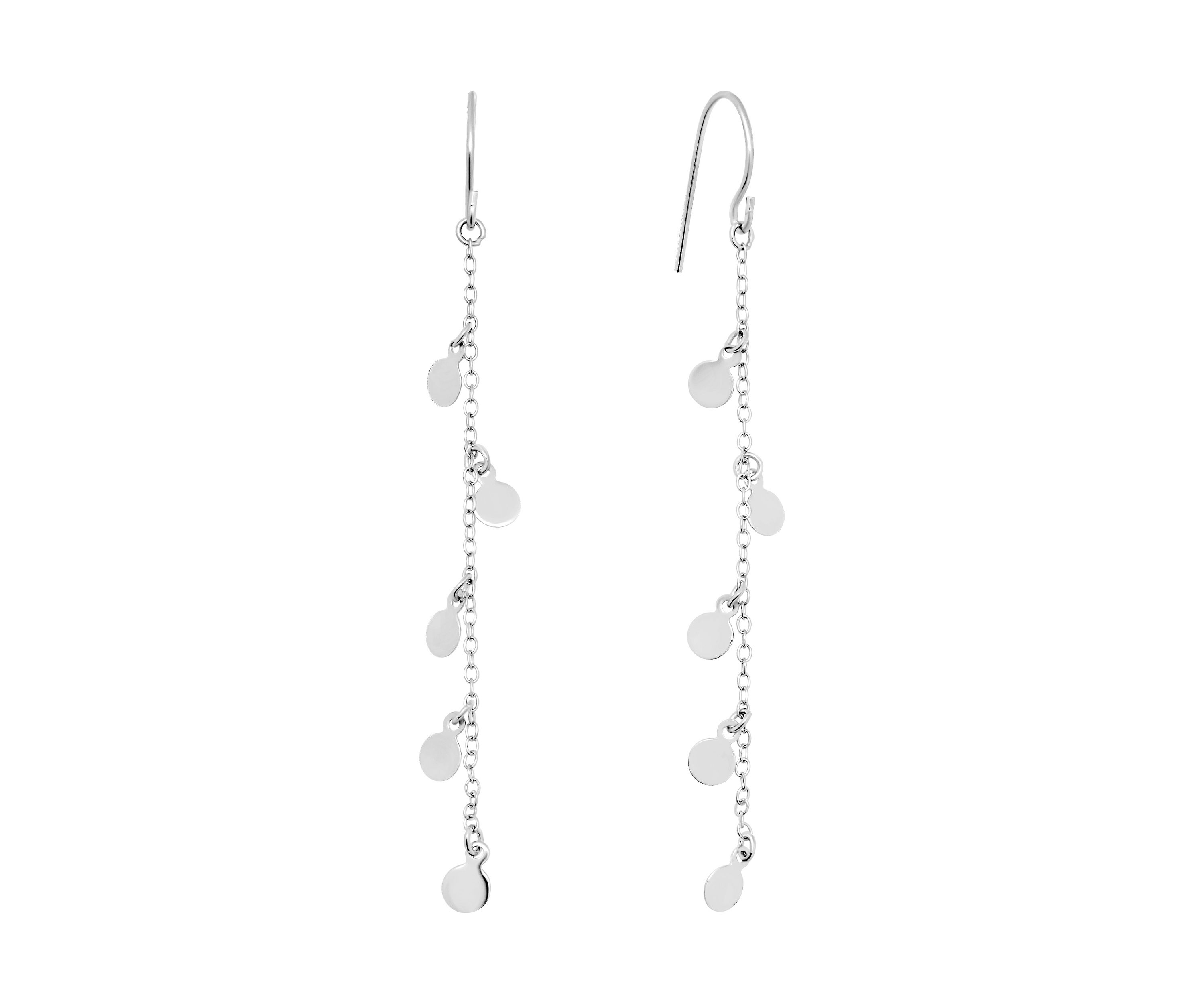 Sterling Silver Flat Disc Drop Earrings