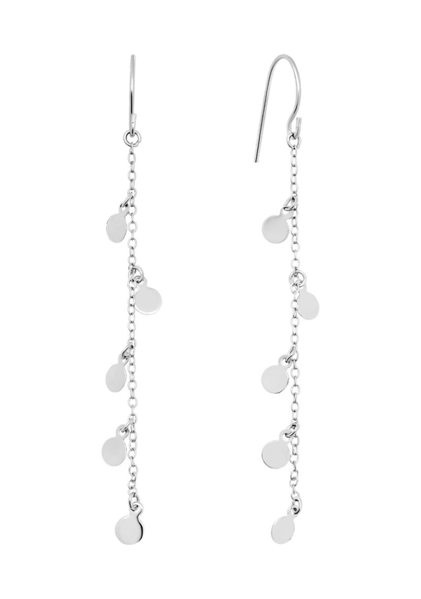 Sterling Silver Flat Disc Drop Earrings
