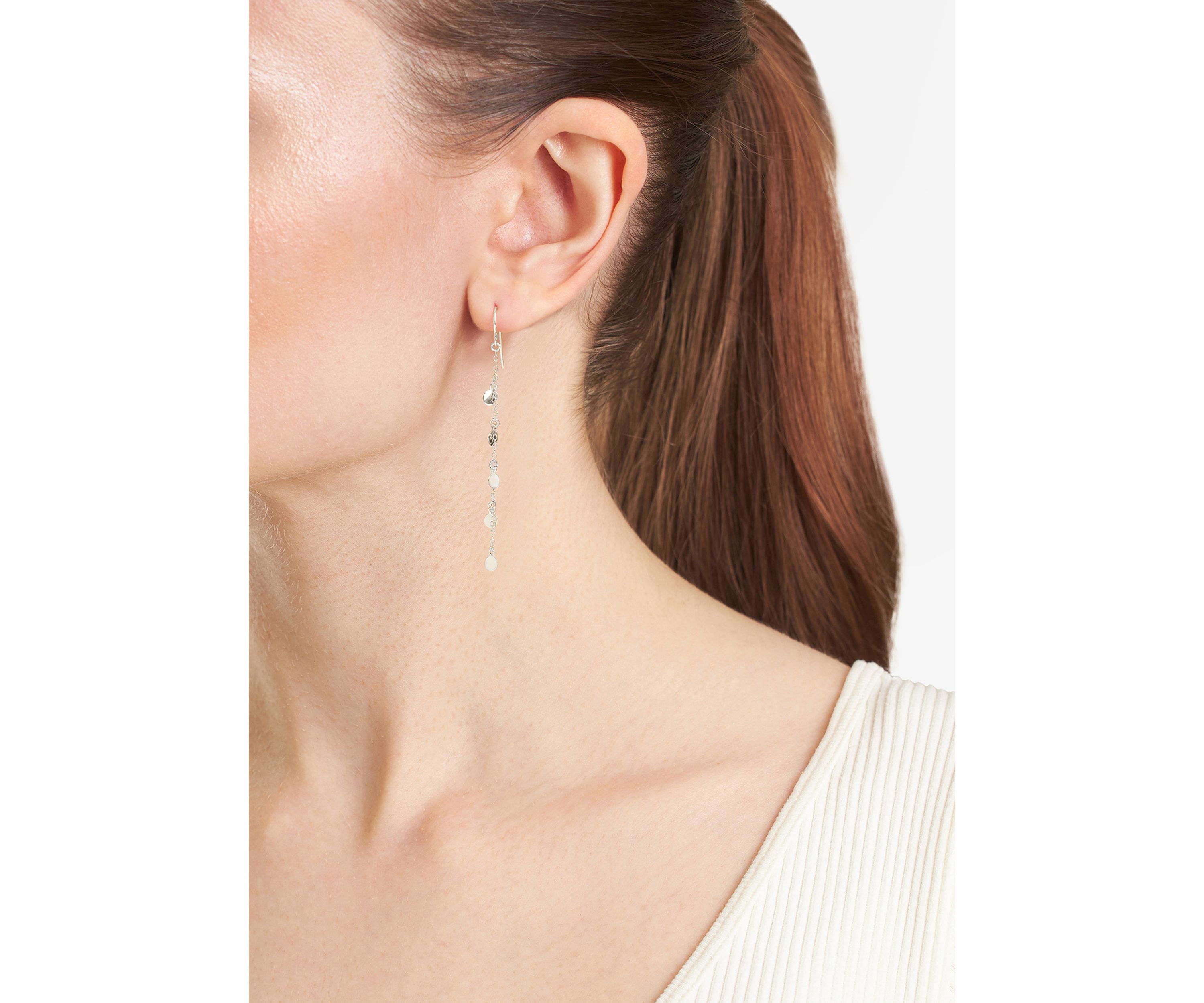 Sterling Silver Flat Disc Drop Earrings
