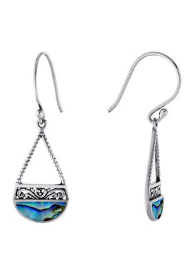 Belk Sterling Silver Sterling Silver Oxidized Abalone Open Teardrop Earrings