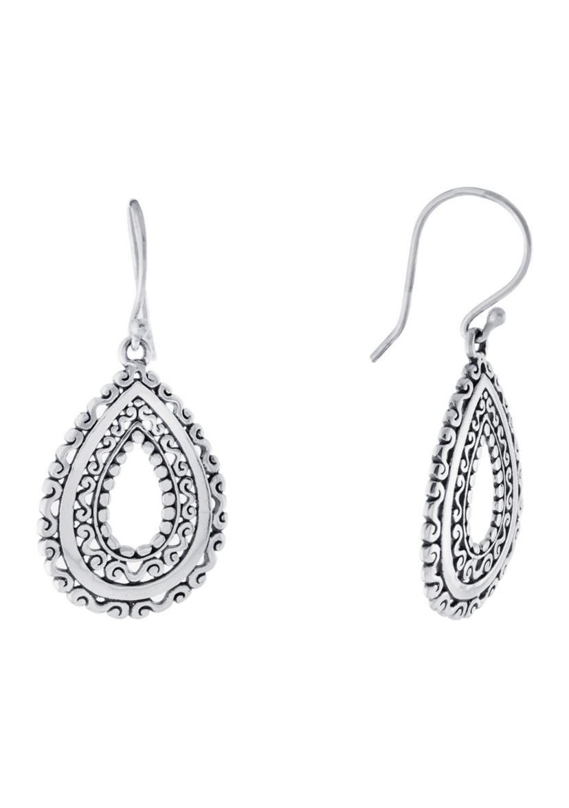 Sterling Silver Oxidized Filigree Teardrop Earrings