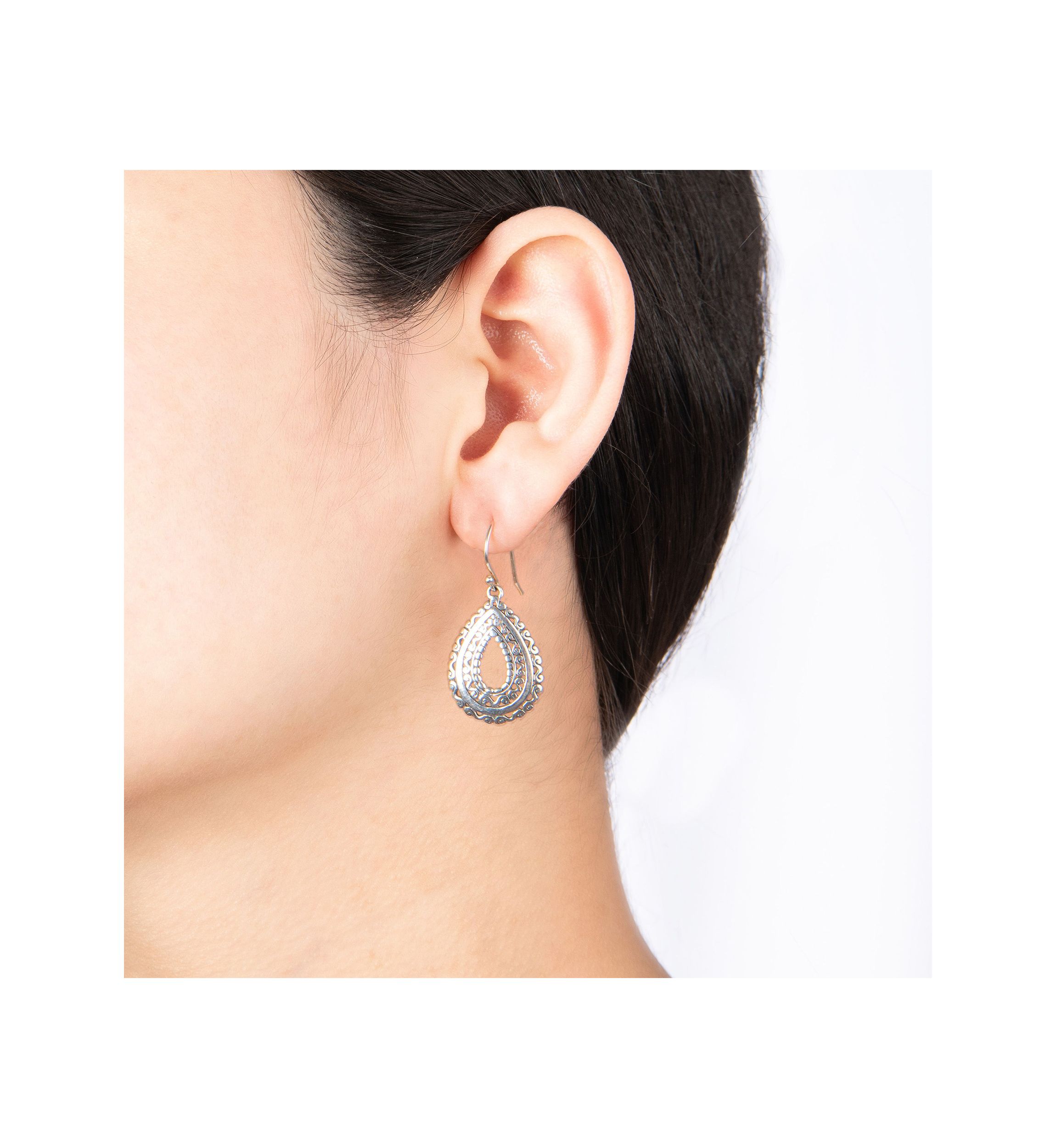 Sterling Silver Oxidized Filigree Teardrop Earrings