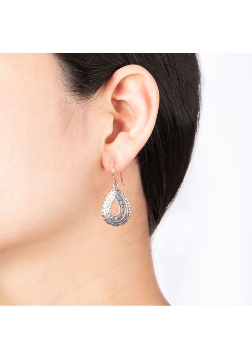 Sterling Silver Oxidized Filigree Teardrop Earrings