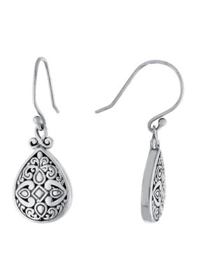 Sterling Silver Oxidized Filigree Teardrop Earrings