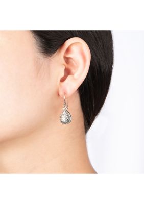 Sterling Silver Oxidized Filigree Teardrop Earrings