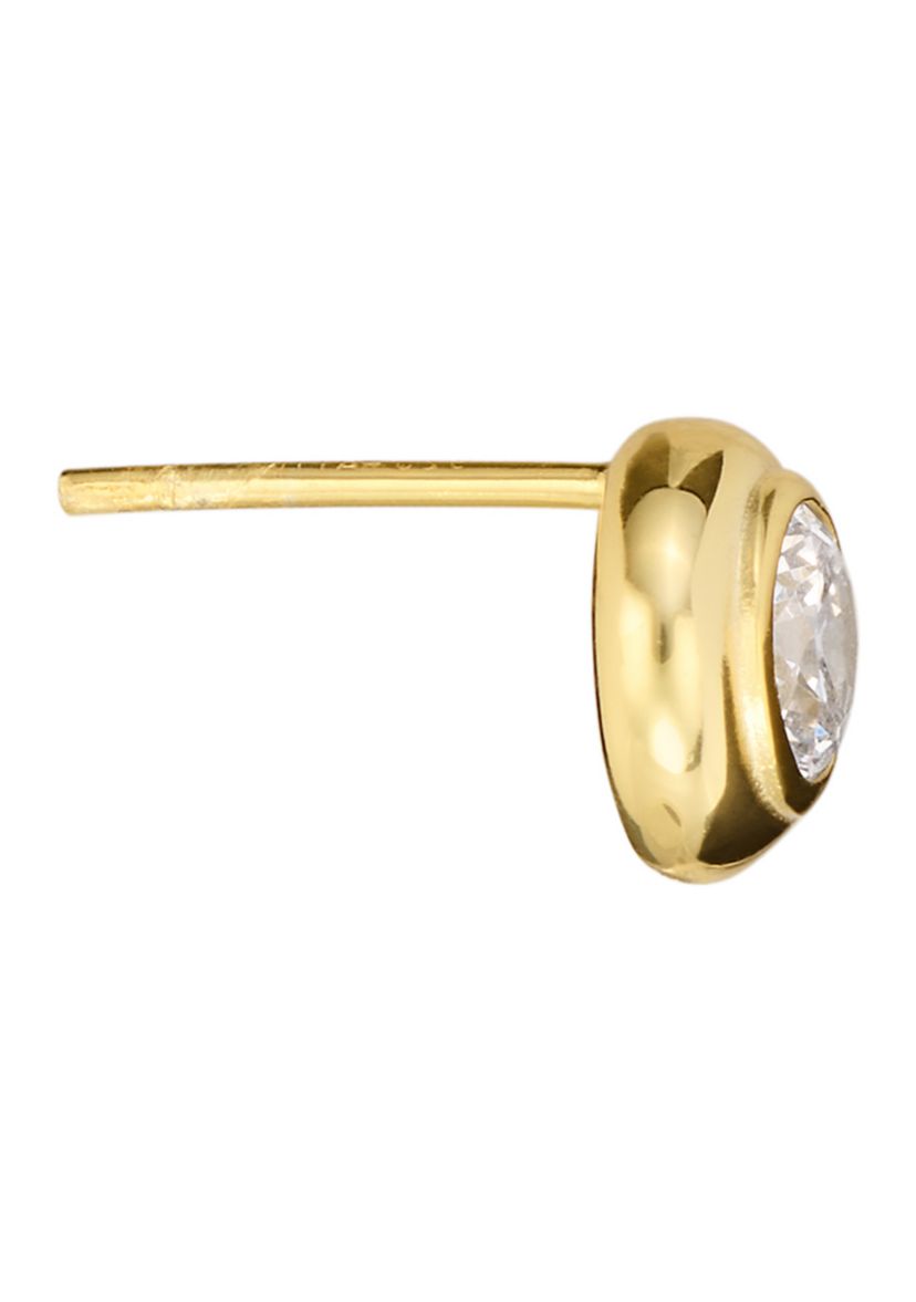 Gold Over Sterling Silver 5mm Cubic Zirconia Bezel Stud Earrings