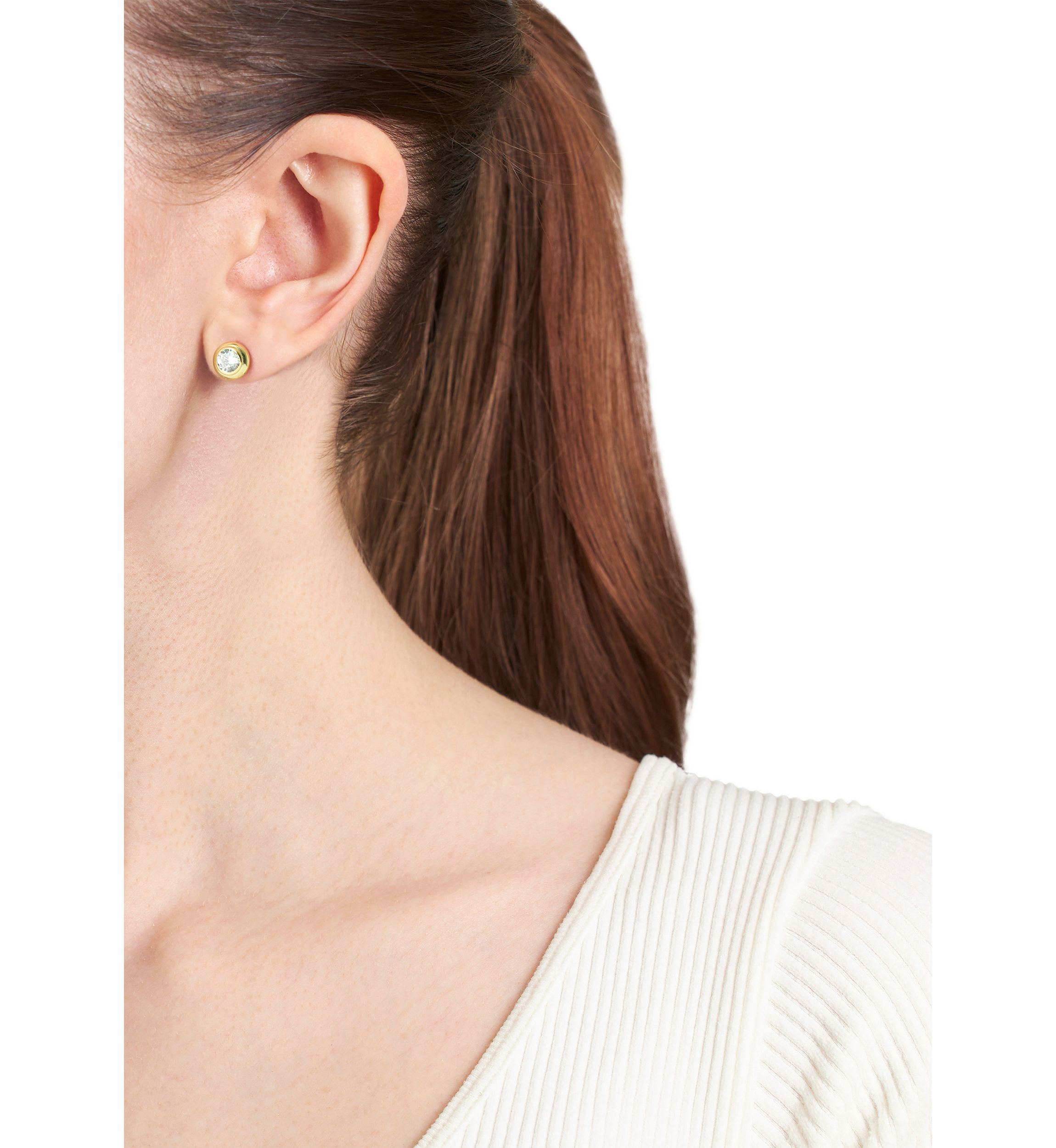 Gold Over Sterling Silver 5mm Cubic Zirconia Bezel Stud Earrings