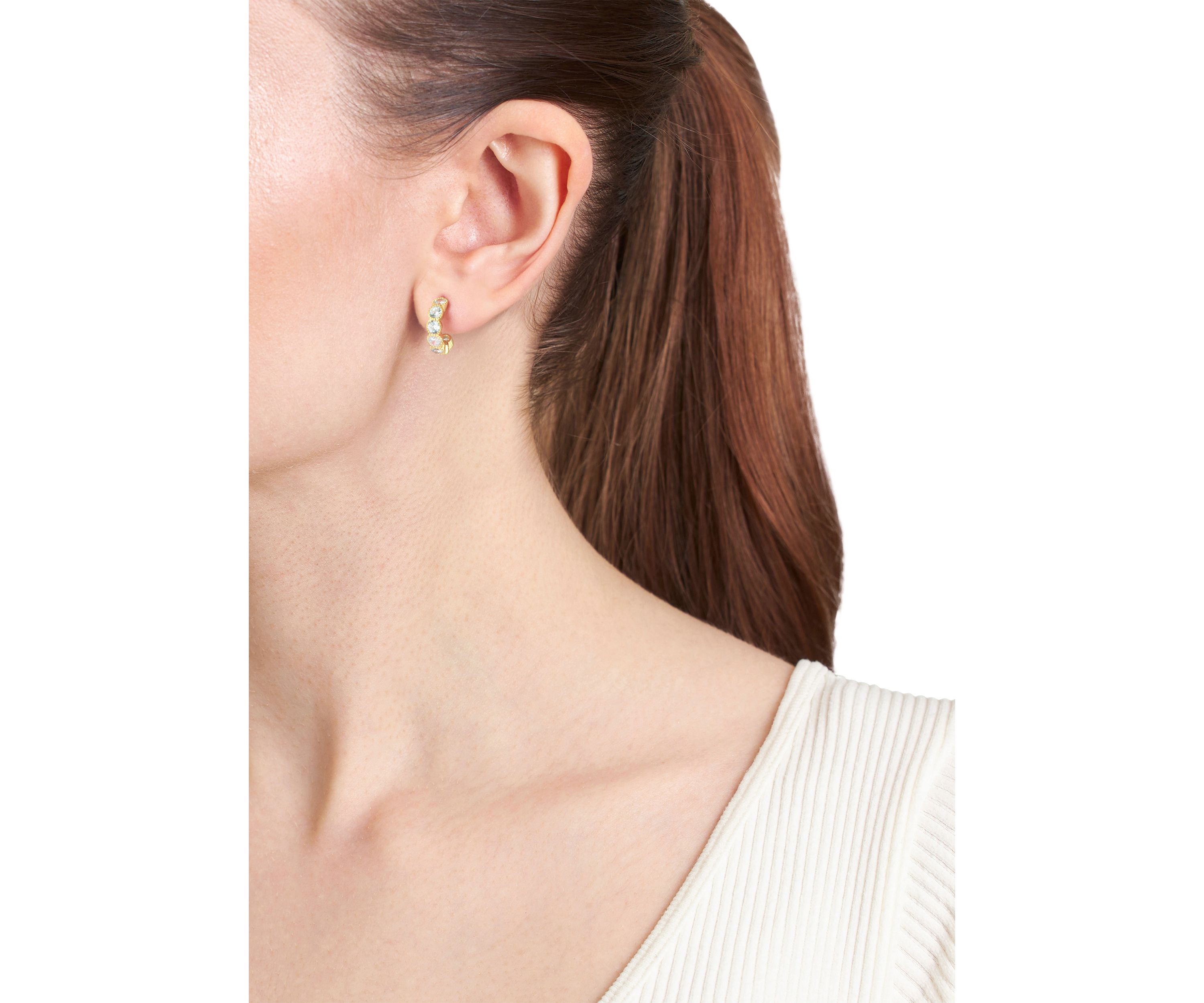 Sterling Silver 13mm Round Cubic Zirconia Post Hoop Earrings