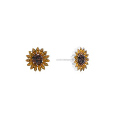 Belk Silverworks Sterling Silver Crystal Pave Sunflower Stud Earrings