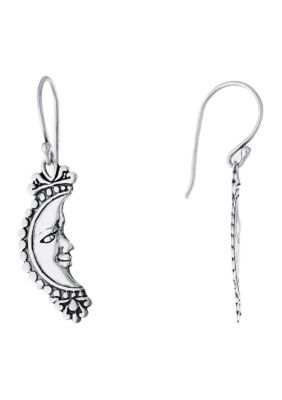 Belk Sterling Silver Sterling Silver Oxidized Moon Face Drop Earrings