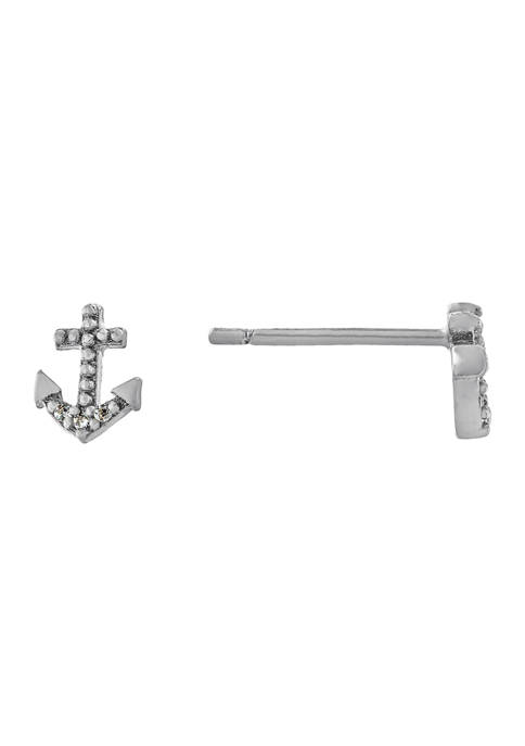 Belk Silverworks Sterling Silver Cubic Zirconia Small Anchor