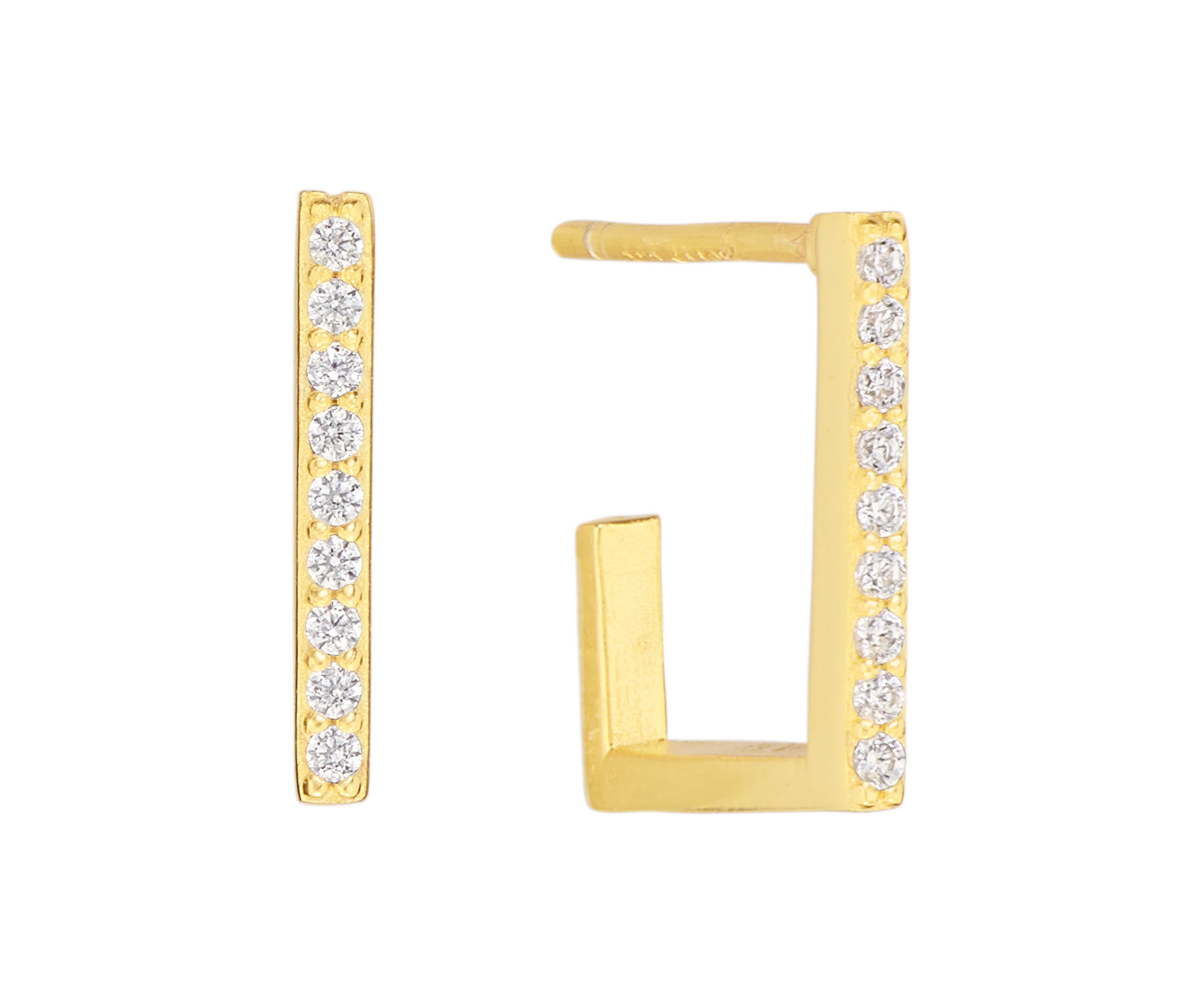 Sterling Silver 10 Millimeter Cubic Zirconia Square Hoop Earrings