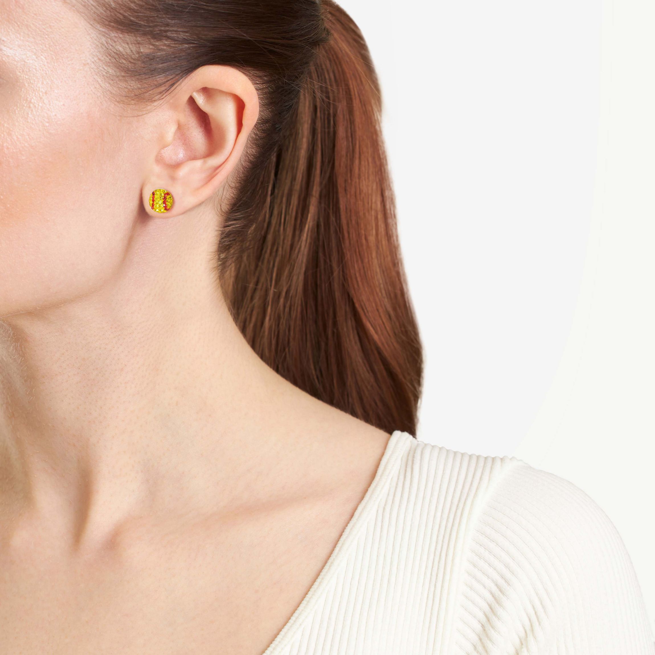 Sterling Silver Crystal Softball Stud Earrings