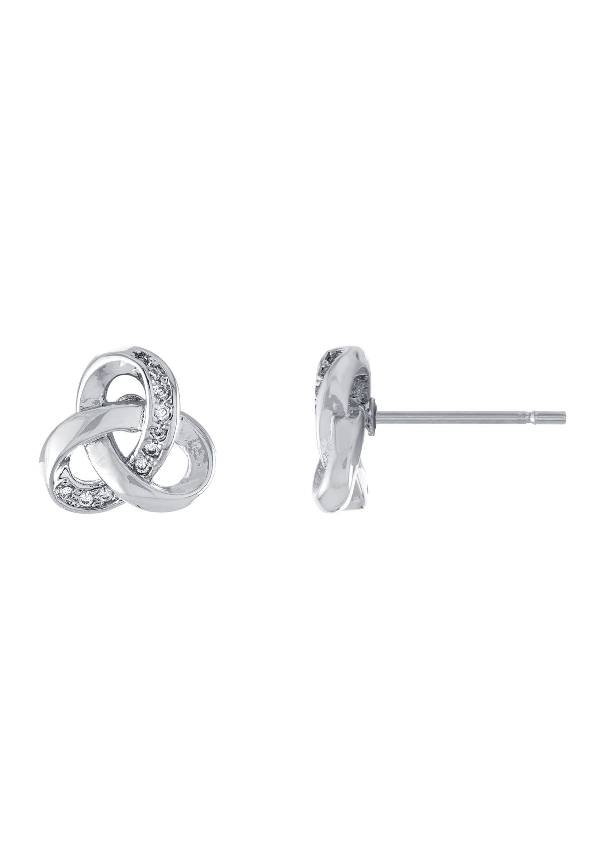 Sterling Silver Cubic Zirconia Knot Stud Earrings