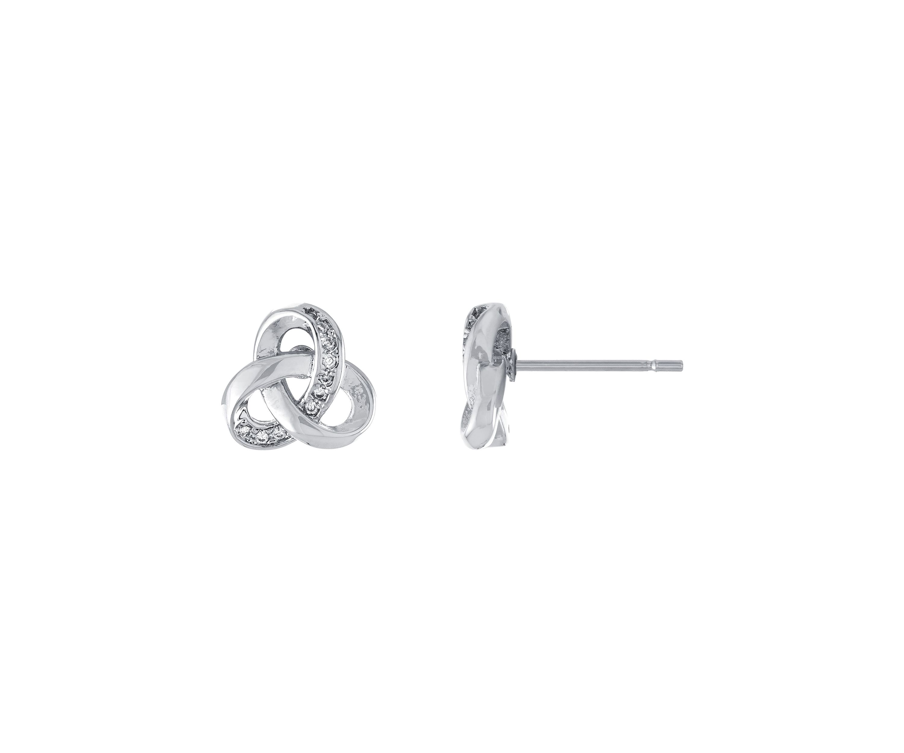 Sterling Silver Cubic Zirconia Knot Stud Earrings