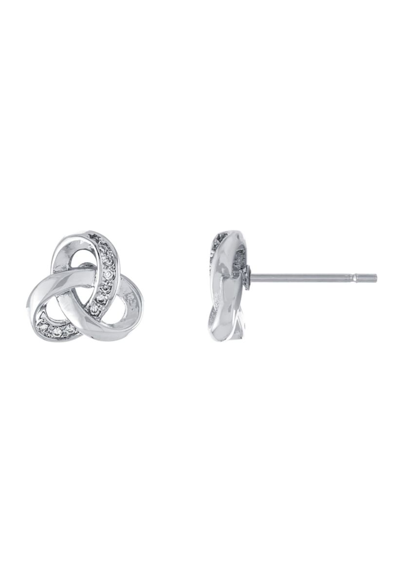 Sterling Silver Cubic Zirconia Knot Stud Earrings