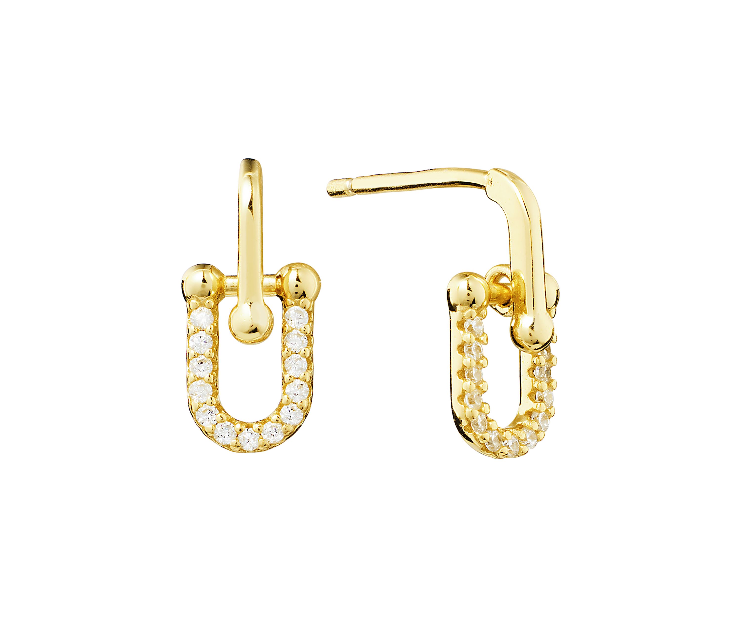 Cubic Zirconia U Post Drop Earrings