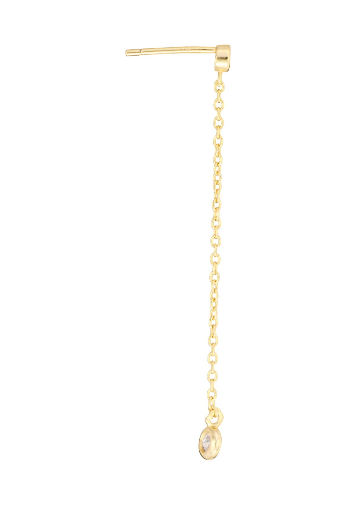 Gold Over Sterling Silver Cubic Zirconia Cable Chain Drop Linear Earrings