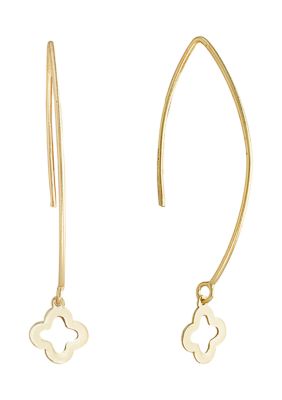 Belk Silverworks Gold Plated Sterling Silver Open Flower Marquise Wire Drop Earrings