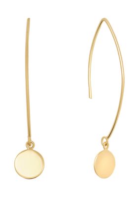 Belk Sterling Silver Sterling Silver Circle Marquise Wire Drop Earrings, Gold