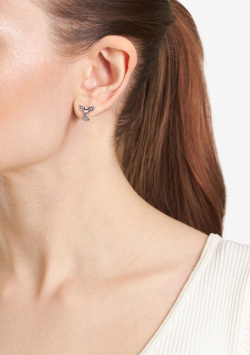 Sterling Silver Filigree Angel Stud Earrings