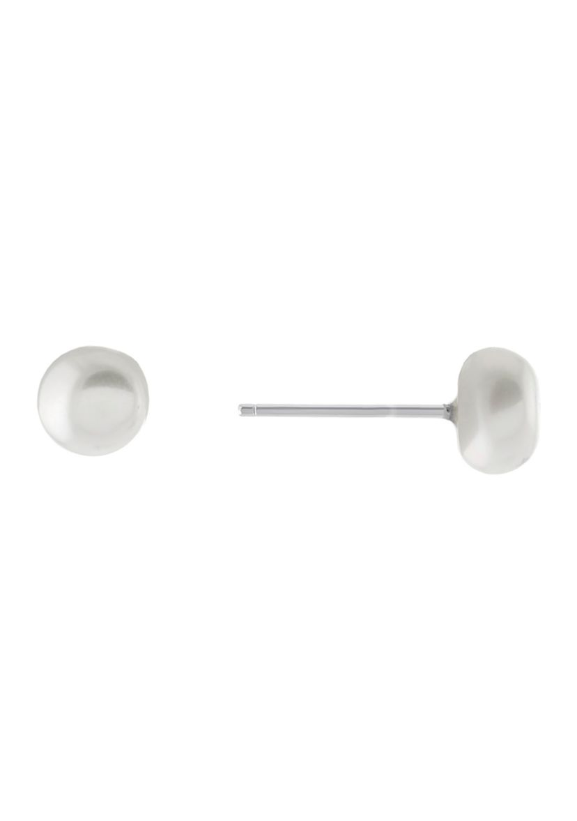 Sterling Silver 7.5-8 Millimeter Freshwater Pearl Stud Earrings