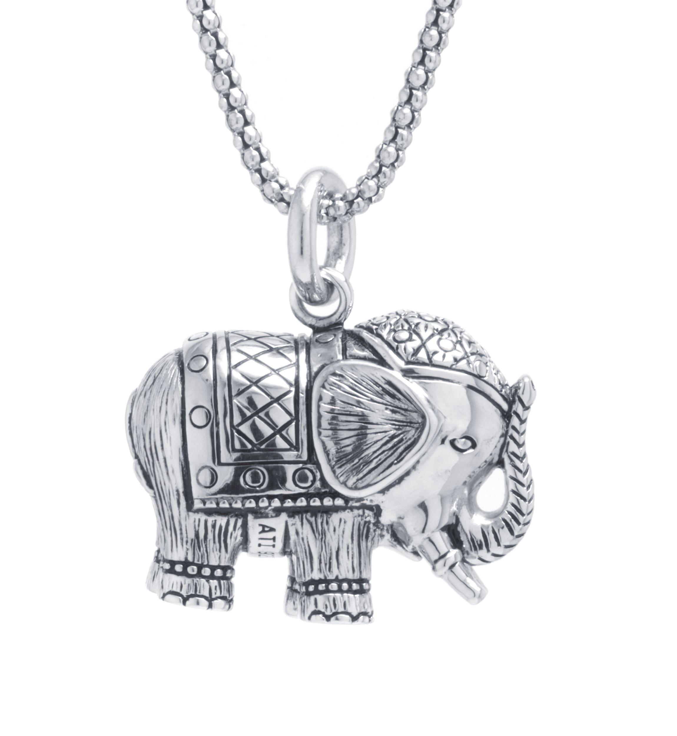 Sterling Silver Bali Elephant Pendant Necklace