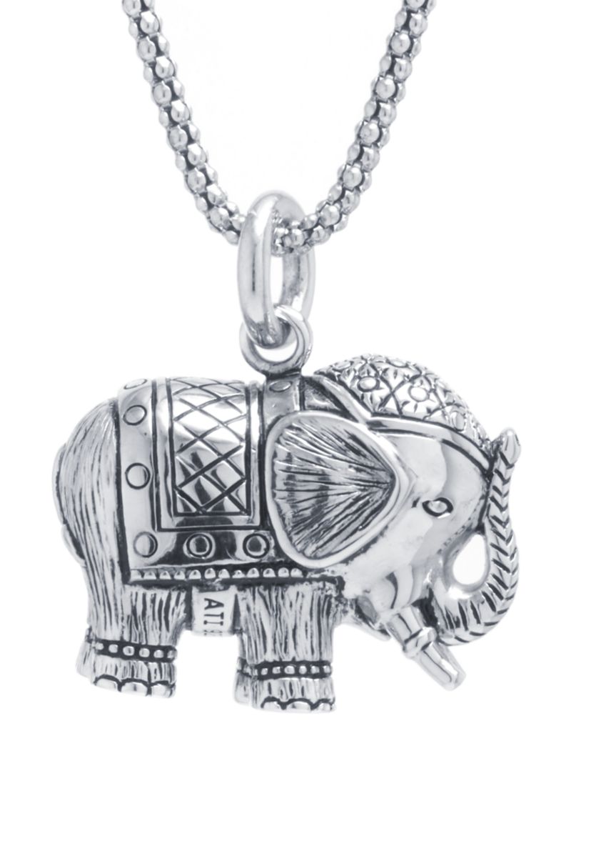 Sterling Silver Bali Elephant Pendant Necklace