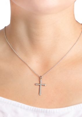 Sterling Silver 18" Cross Pendant Necklace