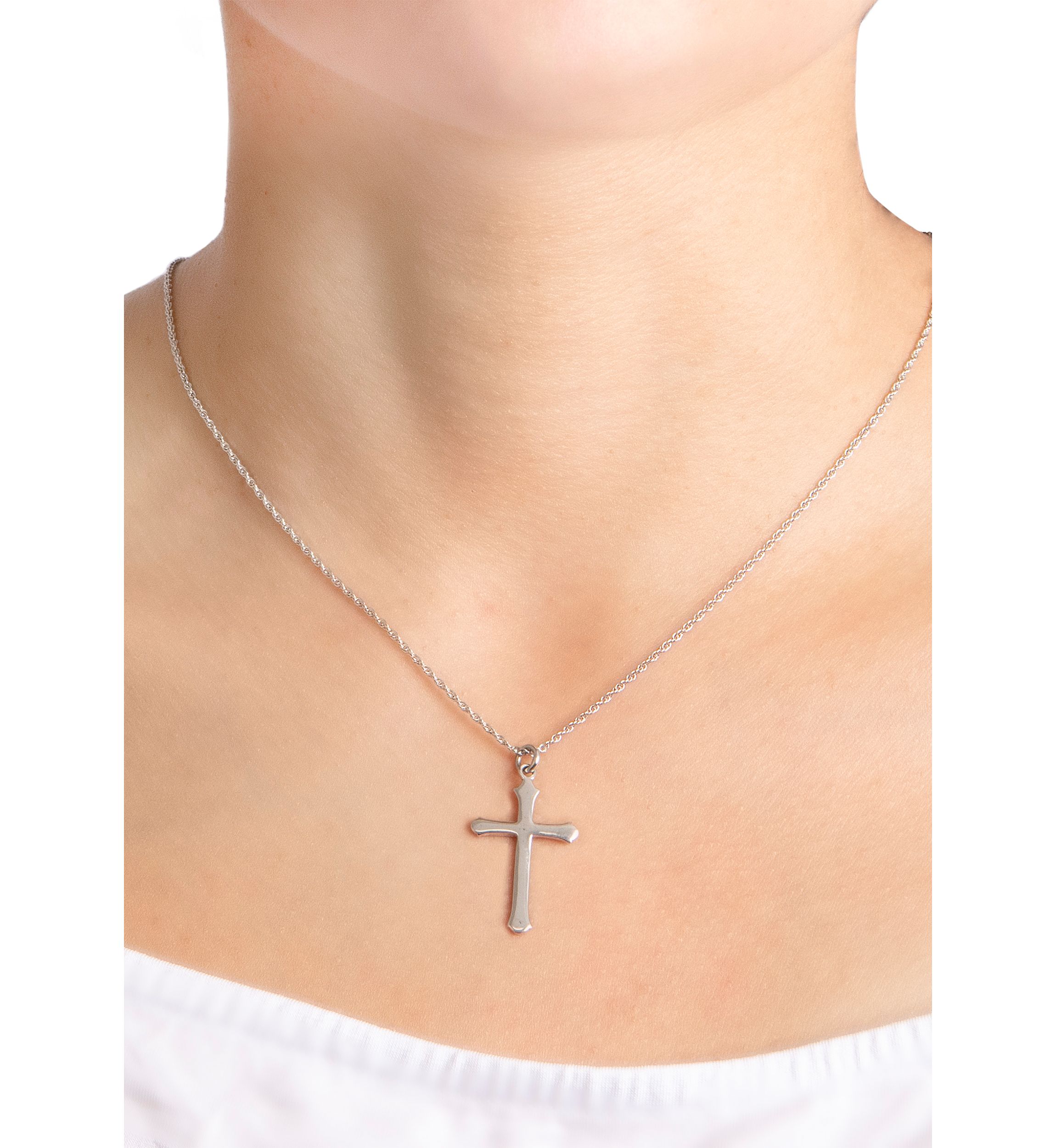 Sterling Silver 18" Cross Pendant Necklace
