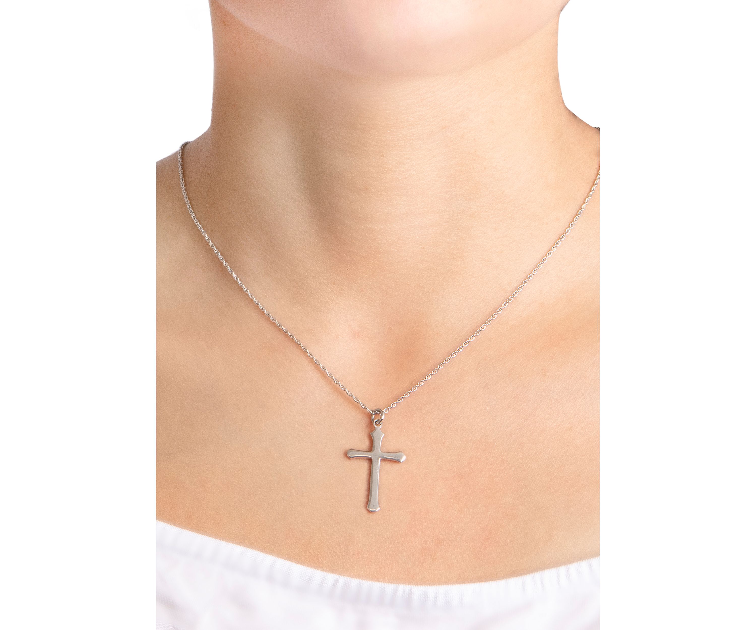 Sterling Silver 18" Cross Pendant Necklace