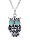 Sterling Silver Enhanced Turquoise Owl Pendant Necklace