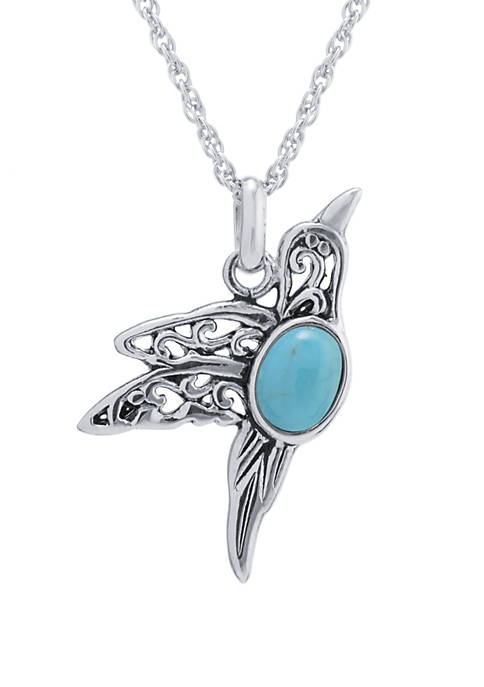 Infinity Silver Sterling Silver Enhanced Turquoise Cabochon Bird