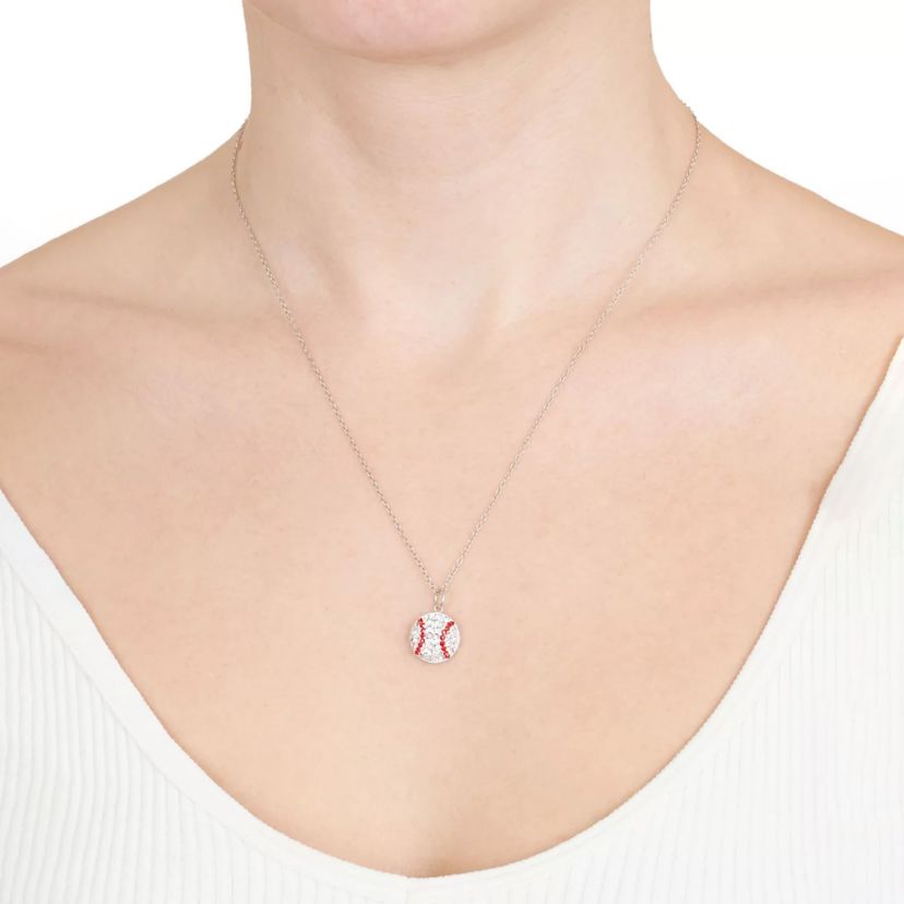 Sterling Silver 18-in. Crystal Baseball Pendant Necklace