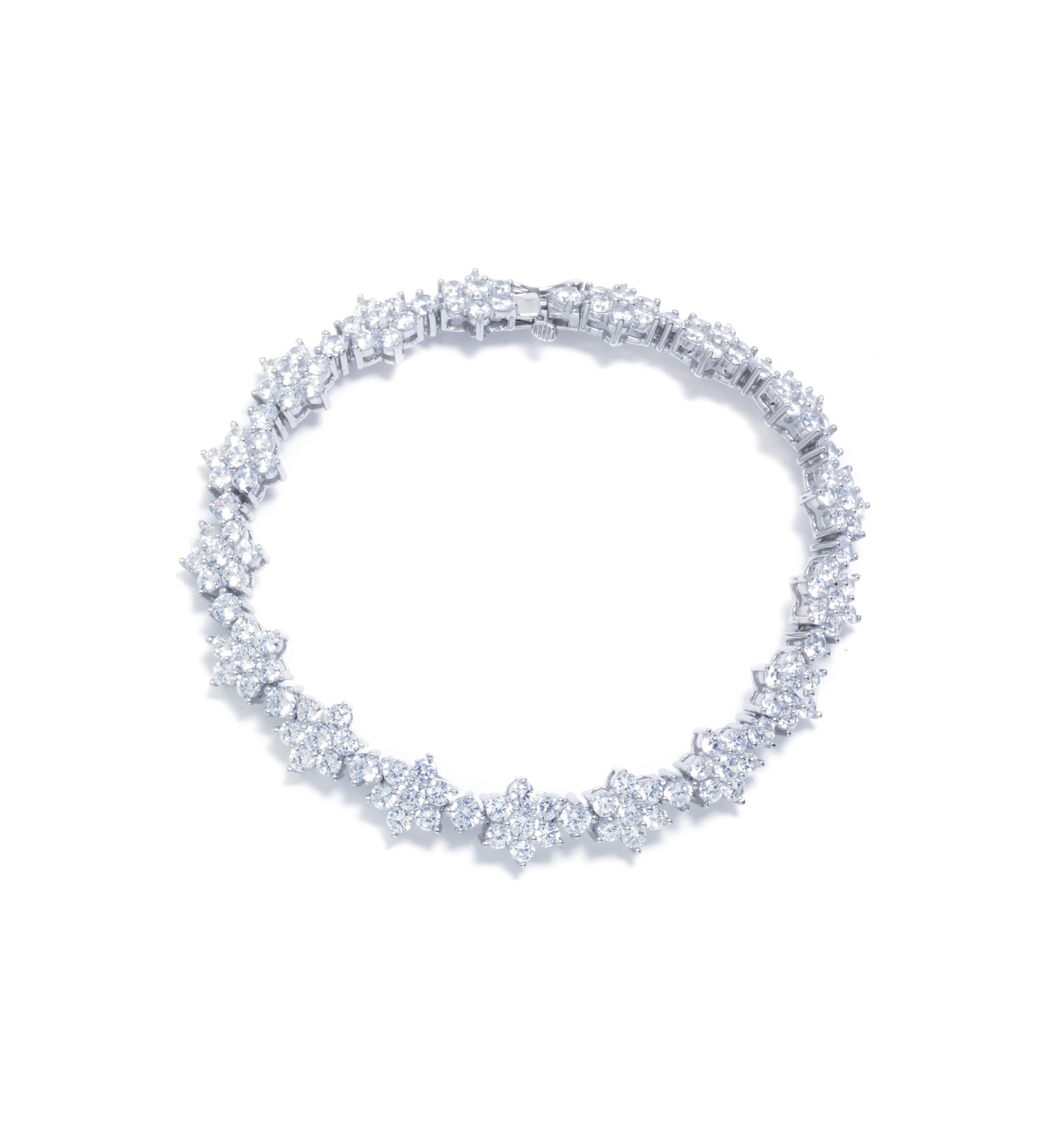 Sterling Silver AAA Grade CZ Flower Bracelet