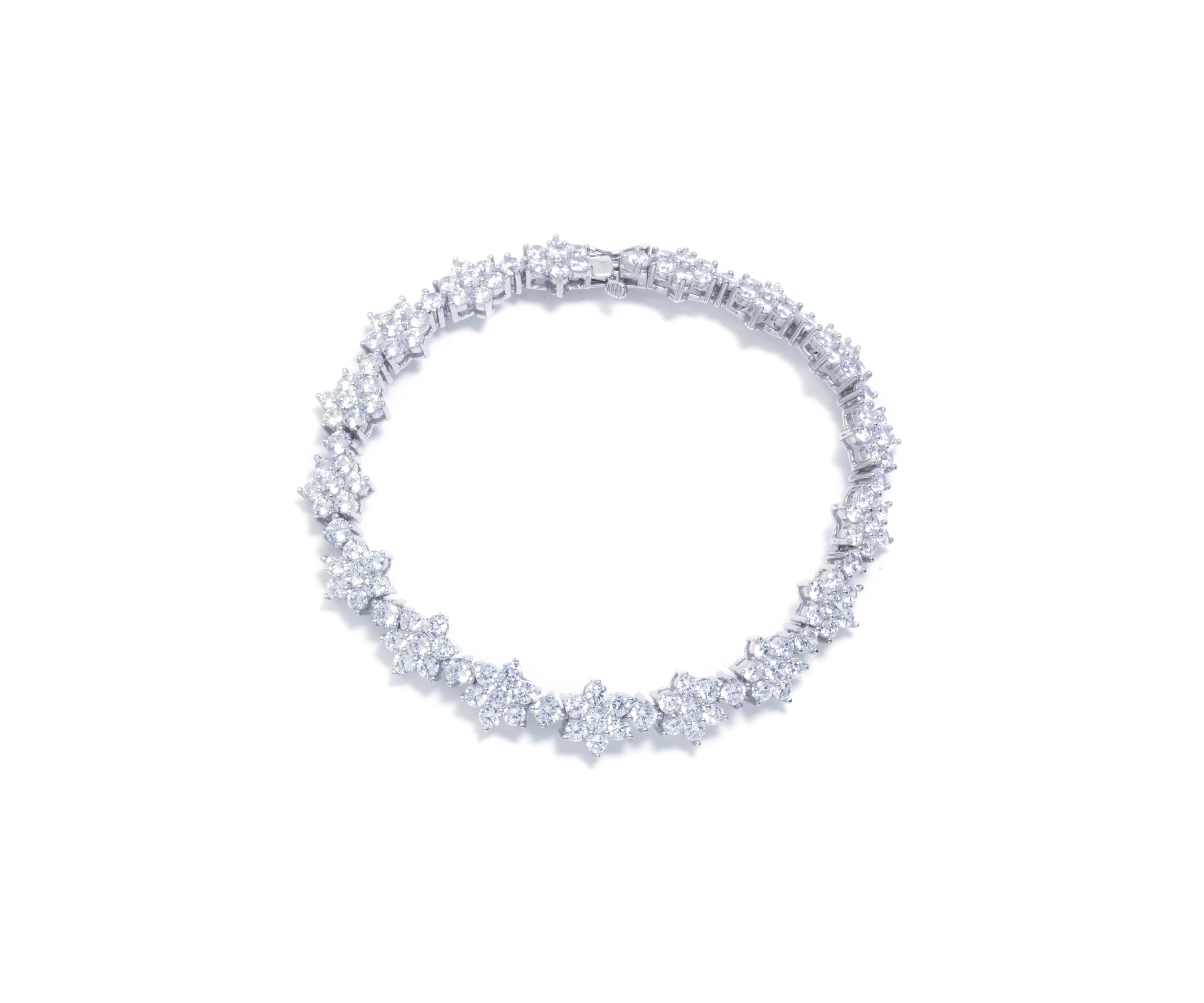 Sterling Silver AAA Grade CZ Flower Bracelet