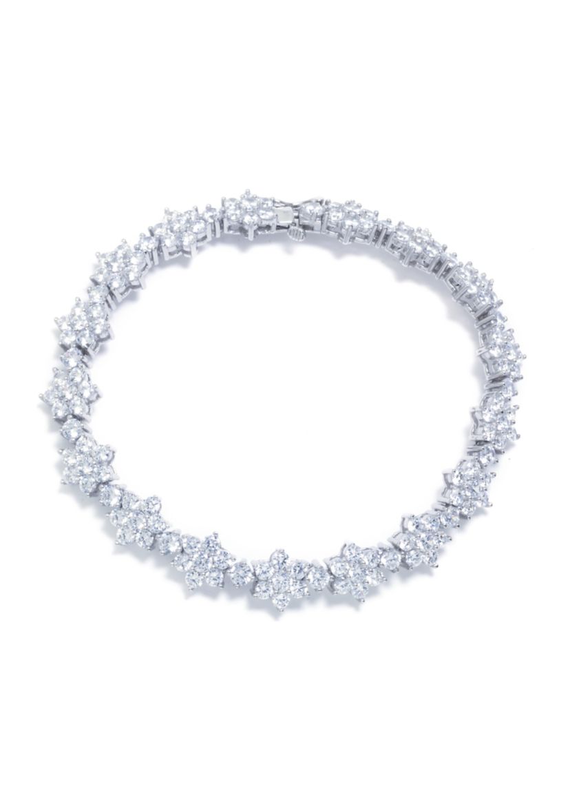 Sterling Silver AAA Grade CZ Flower Bracelet