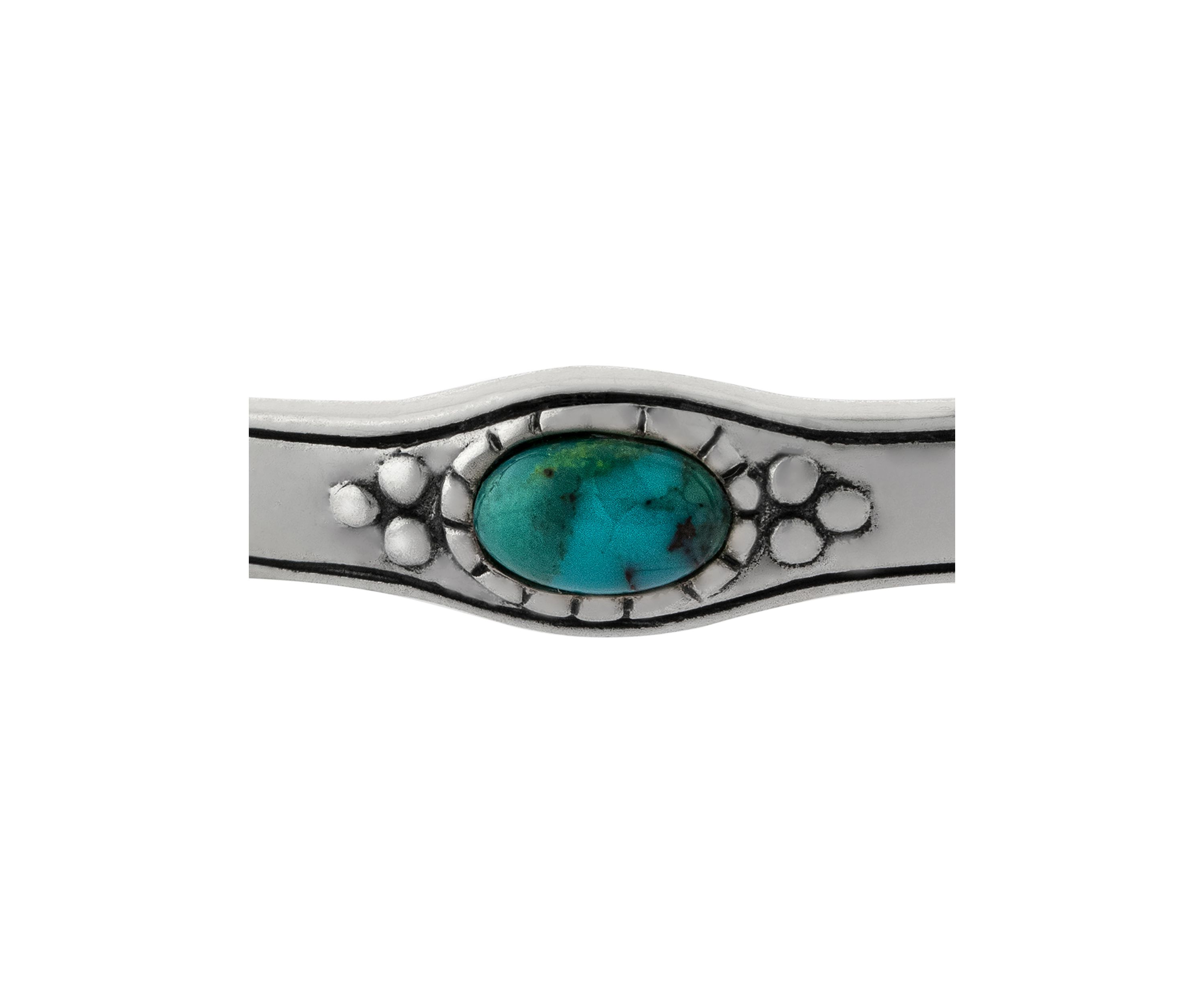Sterling Silver Enhanced Turquoise Cabochon Antique Bangle Bracelet 