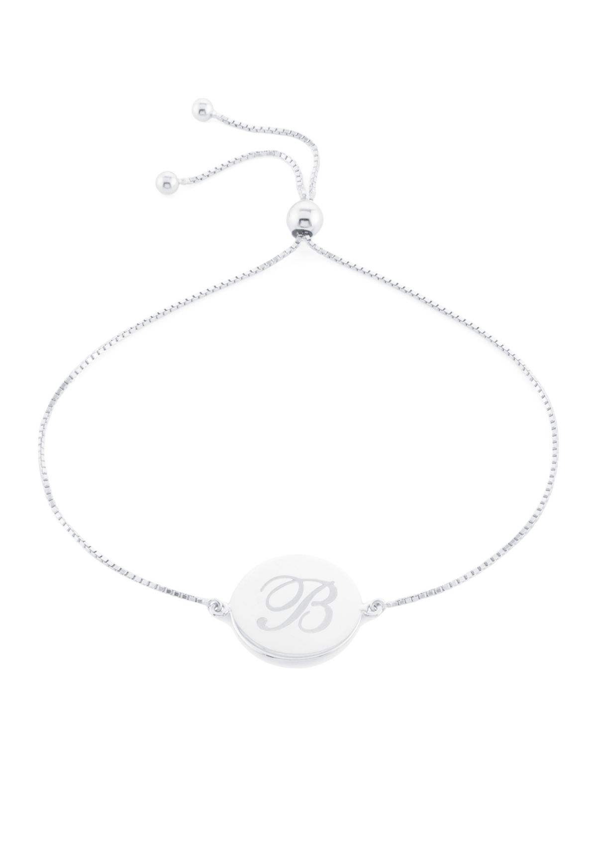 Sterling Silver Disc Initial Bracelet