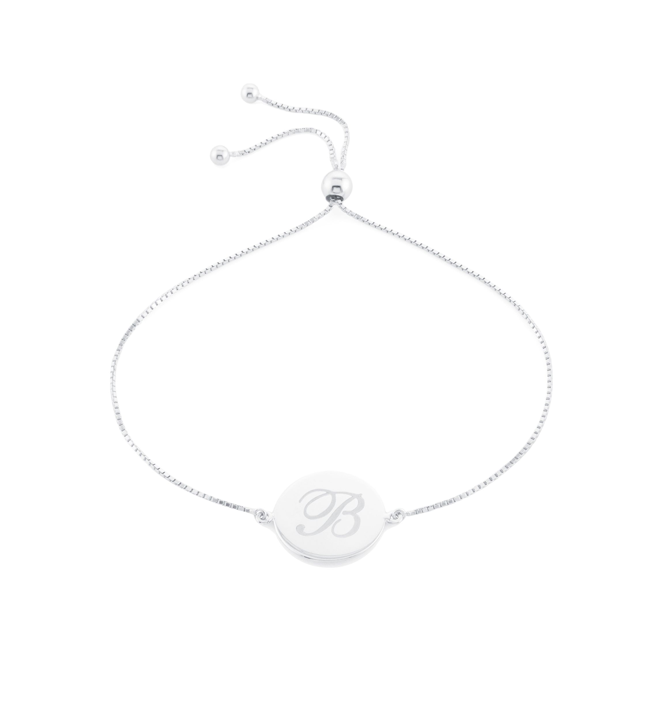 Sterling Silver Disc Initial Bracelet