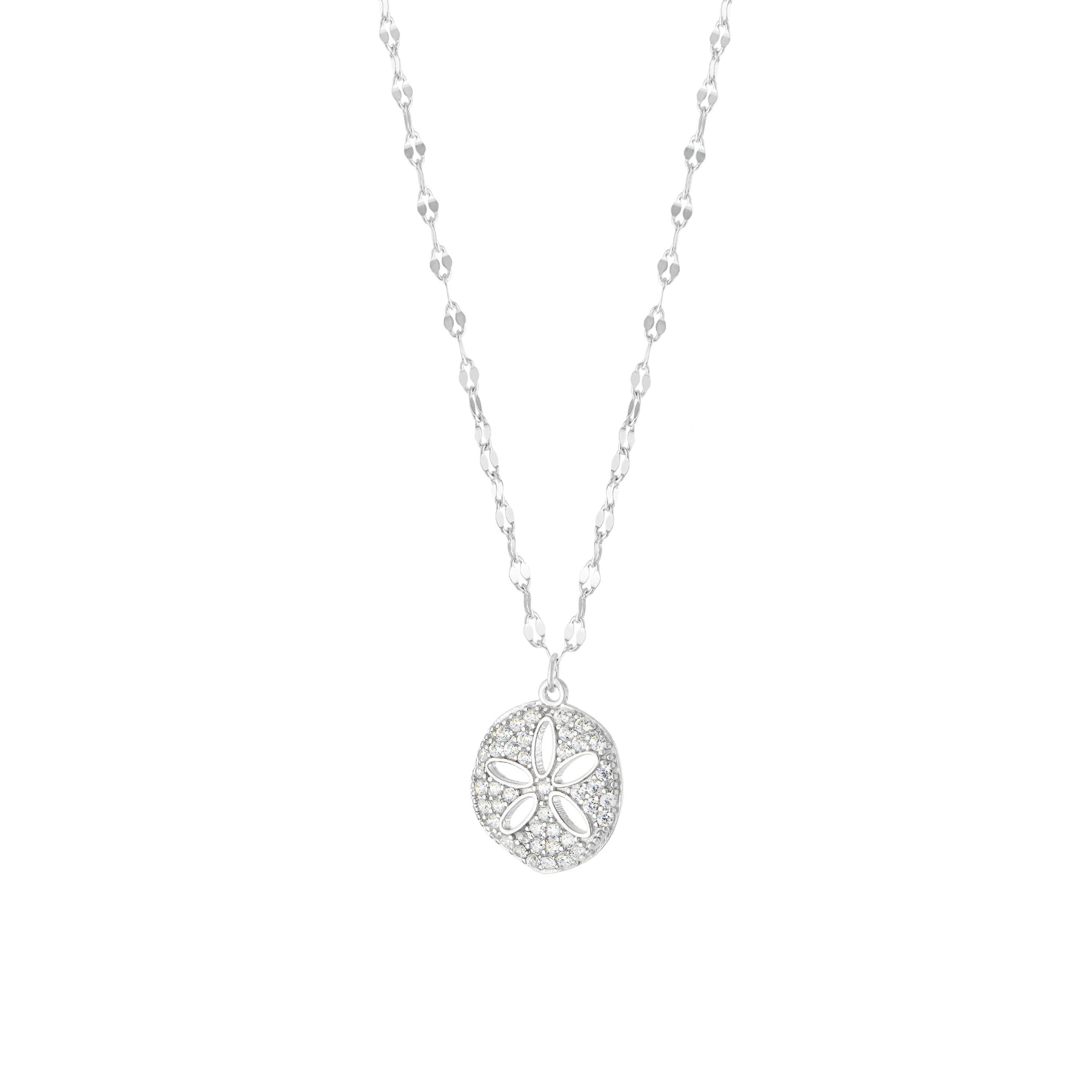 Sterling Silver 16+2-in. Cubic Zirconia Sand Dollar Necklace