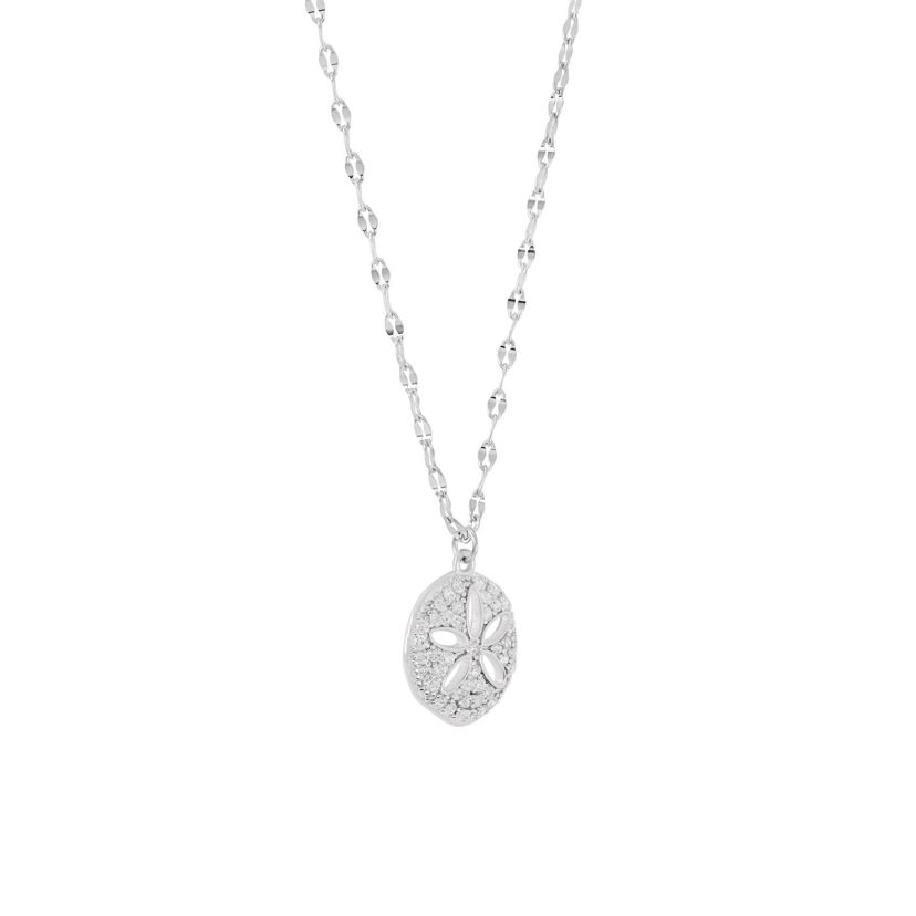 Sterling Silver 16+2-in. Cubic Zirconia Sand Dollar Necklace